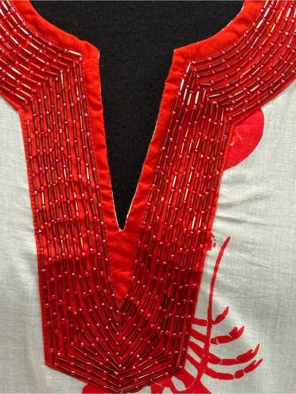 Barbara Gerwit Beaded Lobster Tunic White Red White Womens M Coastal Lobster - Picture 4 of 15